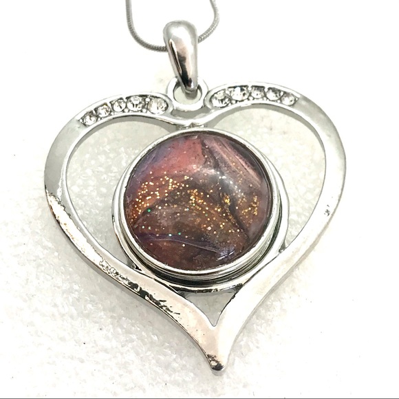 Heart Necklace Handmade 20mm snap SN20 display - Picture 1 of 4